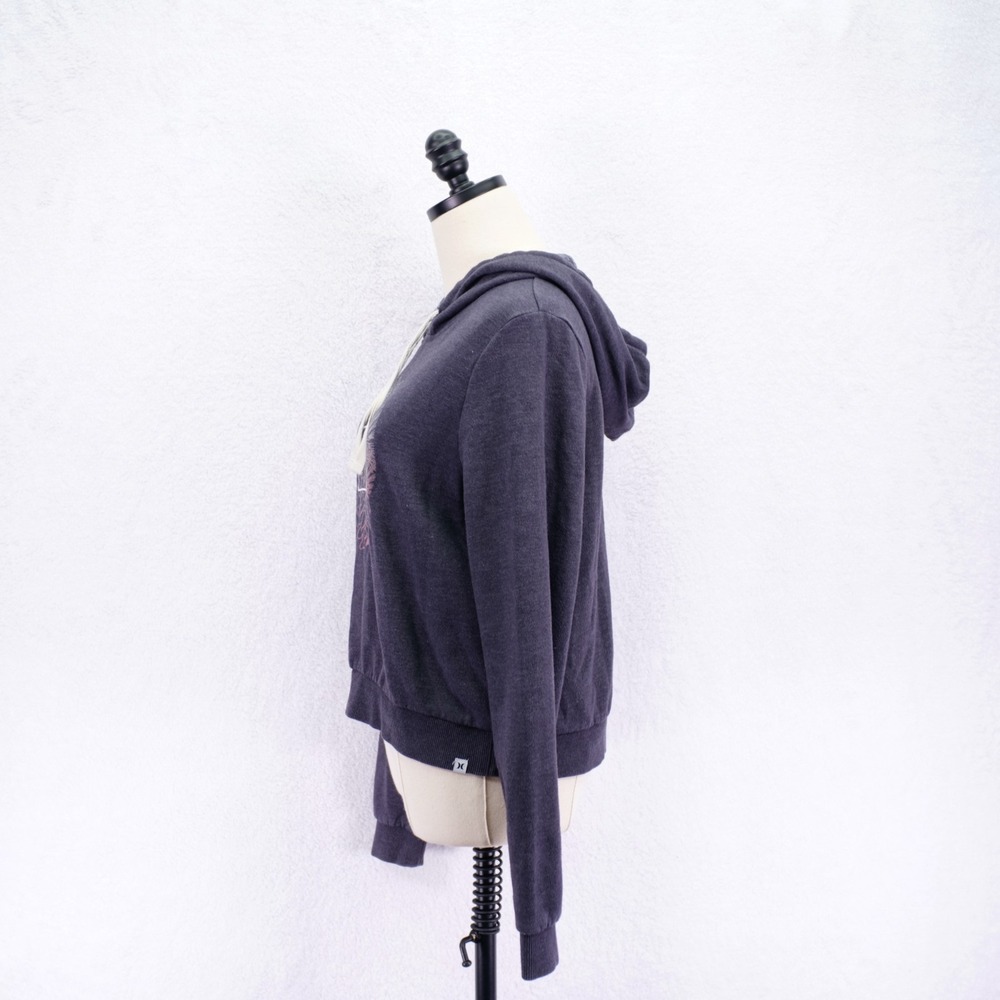 Hurley -Medium- Gray‎ Hooded Long Sleeve Pullover Sweater Floral - Picture 2 of 7